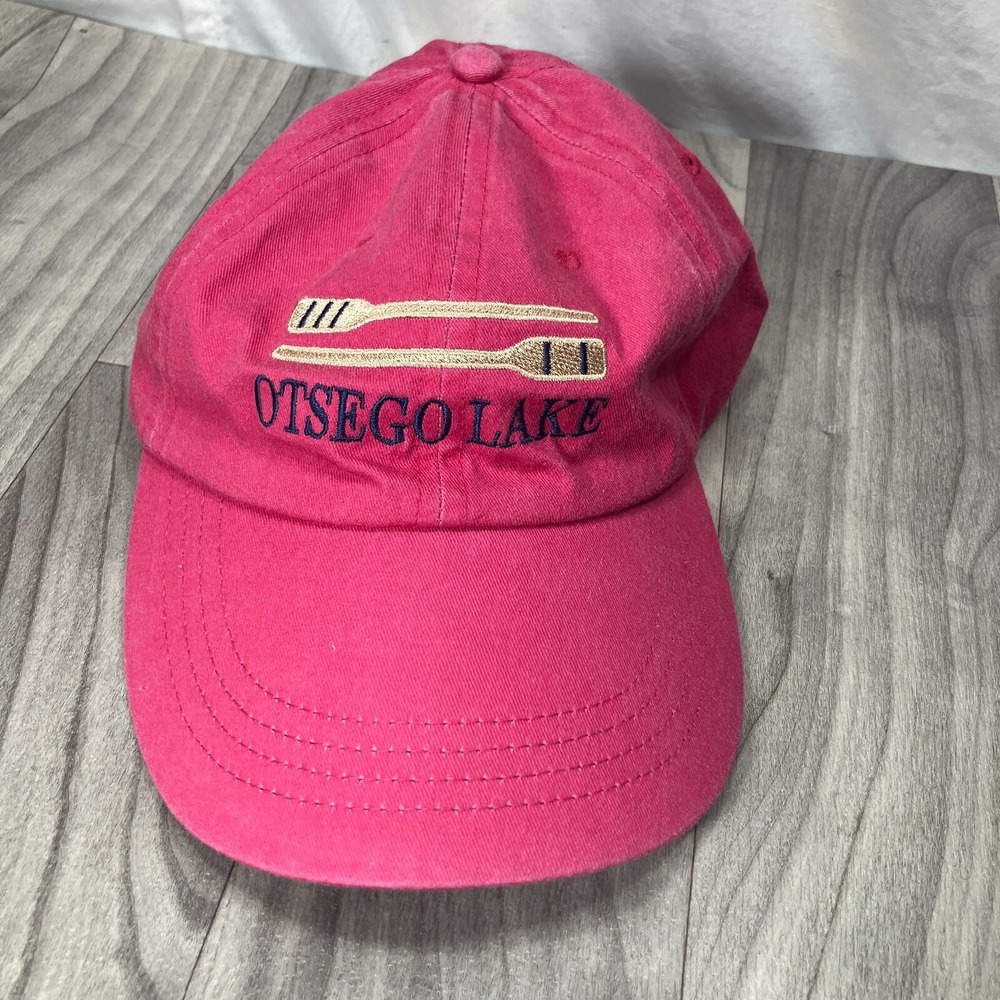 Anvil Baseball Cap Mens Pink Otsego Lake Embroidered Adjustable‎ Strapback Hat